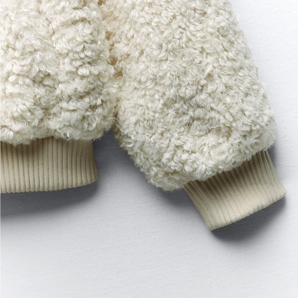 HOODED FLEECE JACKET - Ecru - Picture 5 of 11